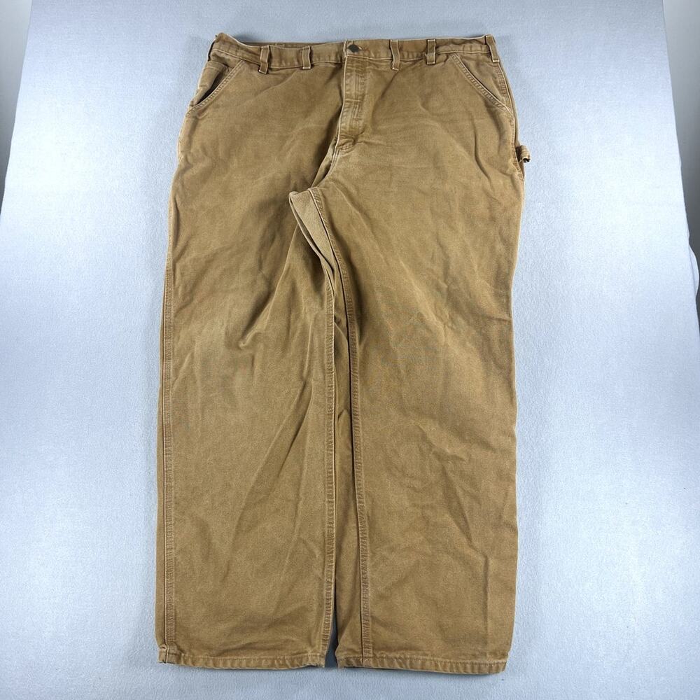 Carhartt Pants Mens (42x32) Brown Original Straight Dungaree Fit Canvas B11 BRN